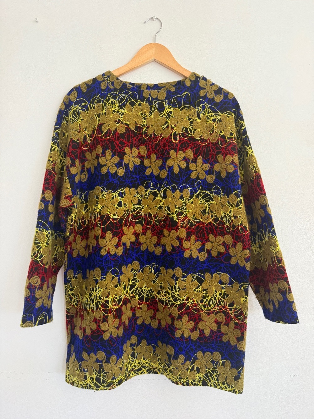 ZARA W/B Multicolored Embroidered Yarn Mini Dress / Tunic Size Medium